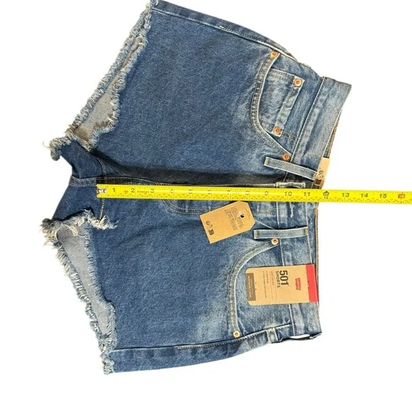 Levi's Blue Jean Shorts Distressed Cut-Off Style - Picture 10 of 11